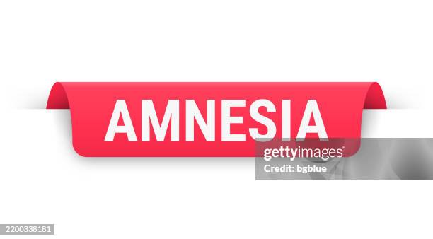 amnesia - rotes banner, lesezeichen, band, etikett auf weißem hintergrund - lesezeichen stock-grafiken, -clipart, -cartoons und -symbole
