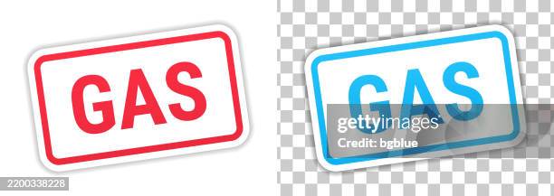 gas - red and blue labels on blank background - flames transparent background stock illustrations