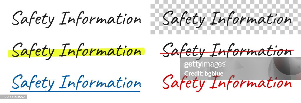 Safety Text Design Safety Information Handwritten Text Highlighted Crossed Out Underlined ...