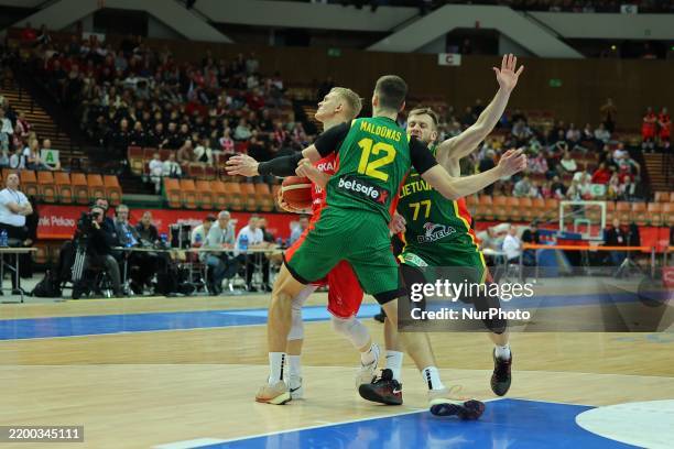Participates in a match of the FIBA EuroBasket 2025 Qualifiers between Poland and Lithuania in Katowice, Poland, on February 21, 2025.