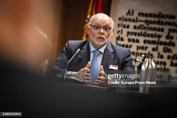 The former General Director of Roads, Francisco Javier Herrero Lizano, appears in the commission of the 'Koldo case', in the Senate, on 18 February,...