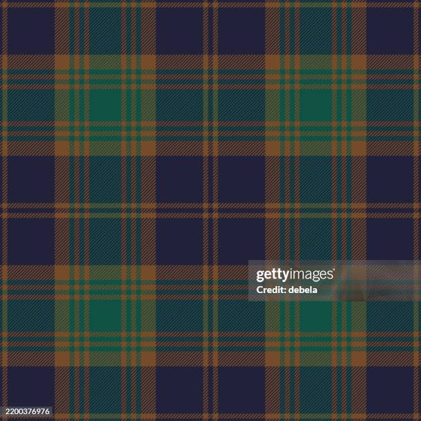 blue green scottish tartan plaid pattern fabric swatch - blue gingham repeatable stock illustrations