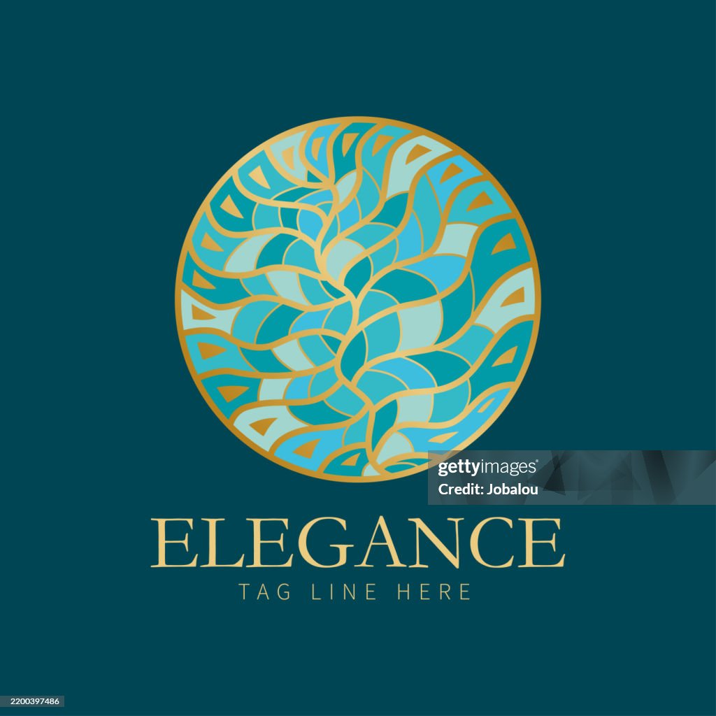 Abstract Curves Natural Icon Turquoise Monogram Symbol