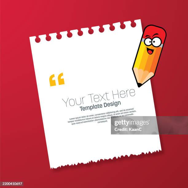Notepad Sheet Paper Cute Funny Smiling Pencil On Background Vector ...