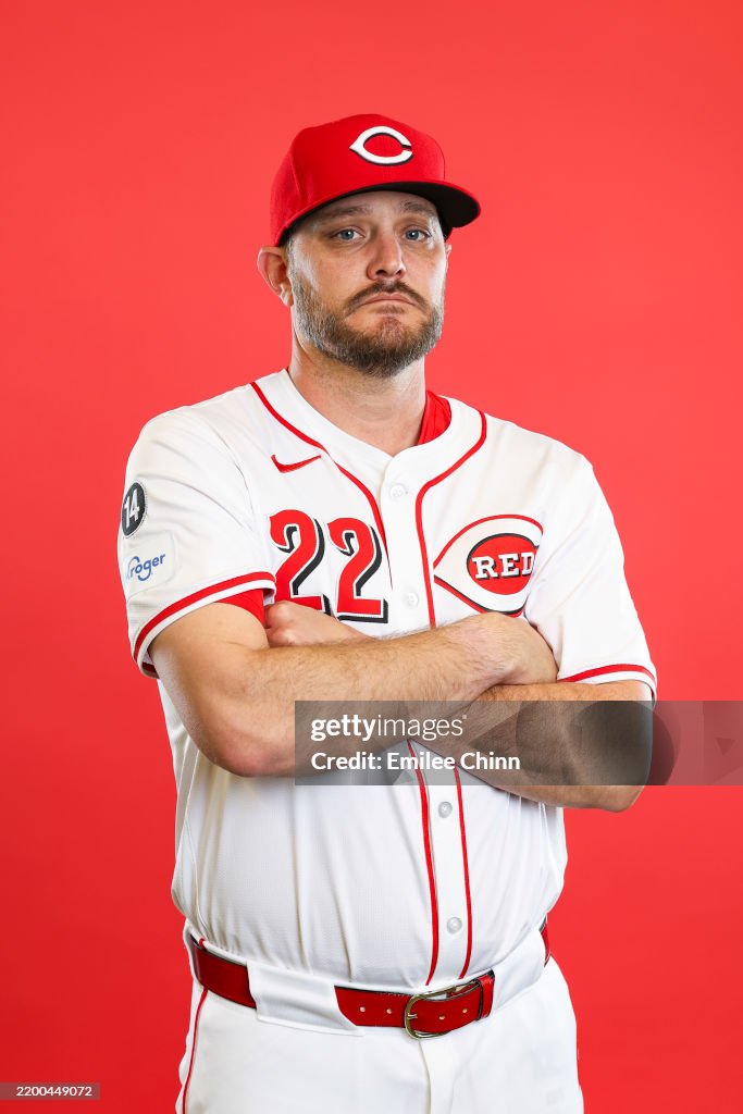 Walkden Reds Wade Miley of the Cincinnati Reds poses for a portrait during photo ...
