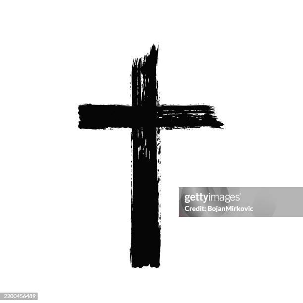 illustrations, cliparts, dessins animés et icônes de icône de croix dessinée à la main. vecteur - croix religieuse