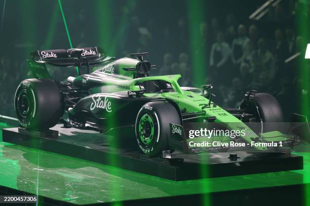 The Stake F1 Team Kick Sauber livery is presented during F1 75 Live at The O2 Arena on February 18, 2025 in London, England.