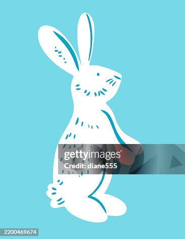 Cute White Easter Rabbit On Blue Cute White Easter Rabbit On Blue