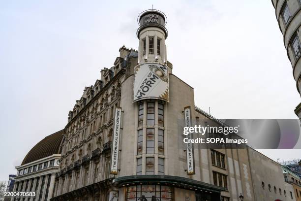 Theatre production of The Book of Mormon a comedy musical showing at The Prince of Wales Theatre, West End, London.