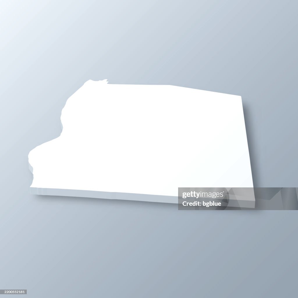 Ohio County, West Virginia. 3D Map on gray background