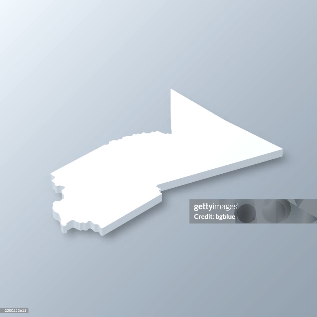 Stanislaus County, California. 3D Map on gray background