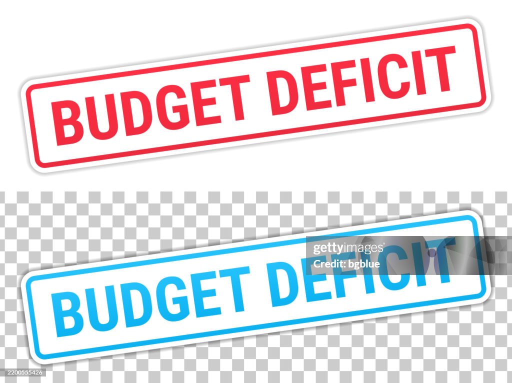 Deficit Background Budget Deficit Red And Blue Labels On Blank Background High-Res Vector ...