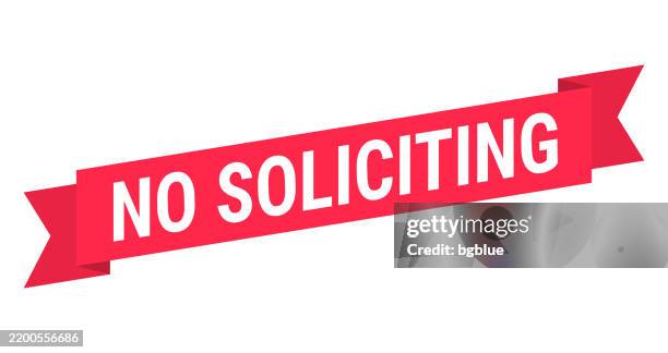 no soliciting - red banner on white background - request stock illustrations