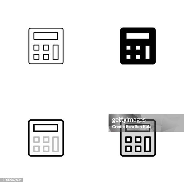 calculator icon design in four styles with editable stroke. line, solid, flat line, and duotone line. suitable for web page, mobile app, ui, ux, and gui design. - scientist computer stock illustrations