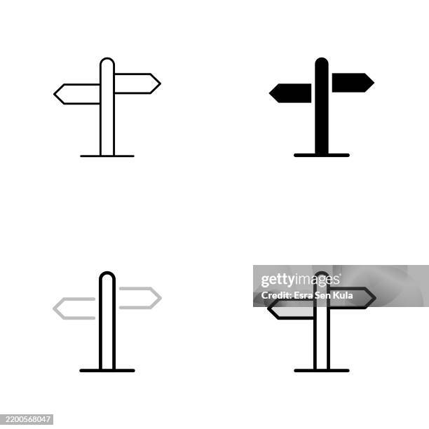 signpost icon design in vier stilen mit editierbarem strich. linie, durchgezogene, flache linie und duplexlinie. geeignet für webseiten-, mobile-app-, ui-, ux- und gui-design. - reiseführer stock-grafiken, -clipart, -cartoons und -symbole