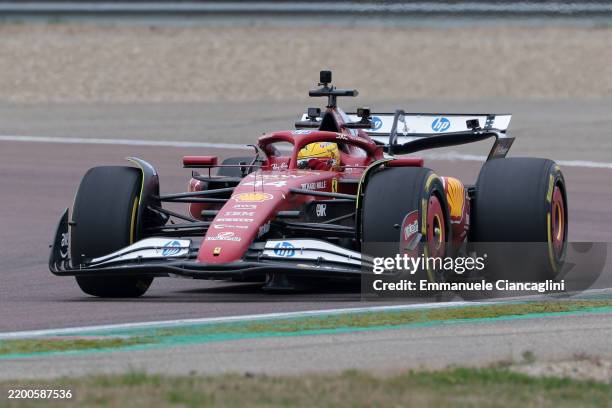 Lewis Hamilton of Great Britain driving the Scuderia Ferrari SF-25 at Fiorano Circuit on February 19, 2025 in Fiorano Modenese, Italy.