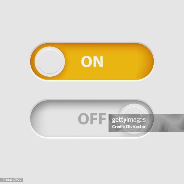 on and off toggle switch vector set - turning on or off stock illustrations