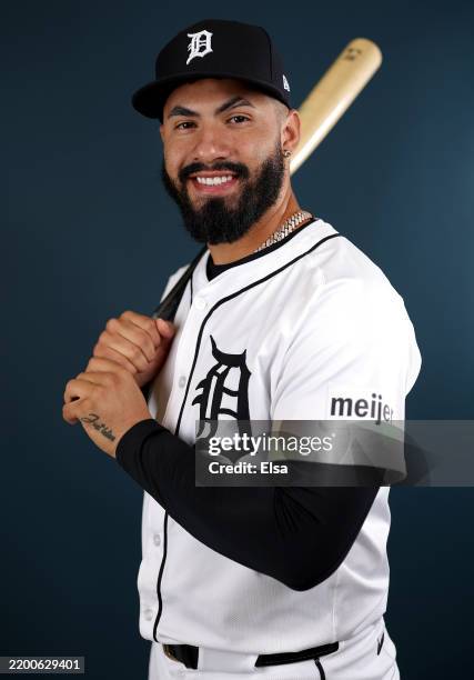 Gleyber Torres of the Detroit Tigers poses for a portrait during Detroit Tigers Photo Day at Publix Field at Joker Marchant Stadium on February 19,...