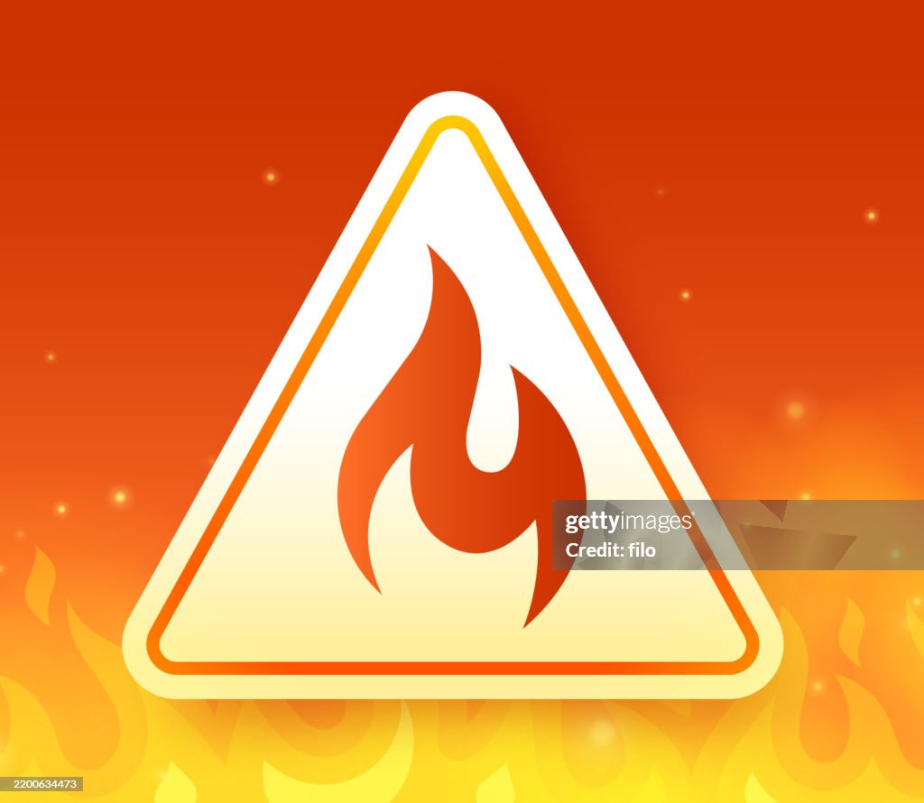 Símbolo de advertencia de temperaturas calientes de fuego de llama