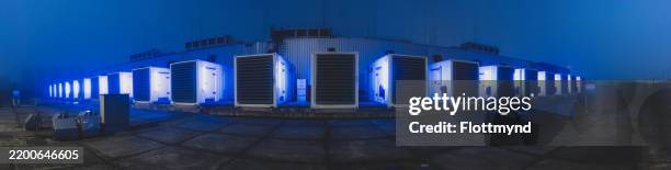 backup generator set at a datacenter during the early hours of the day - gerador imagens e fotografias de stock