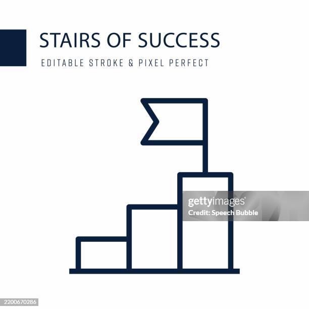 stairs of success line icon. editable stroke vector icon. - human representation stock illustrations