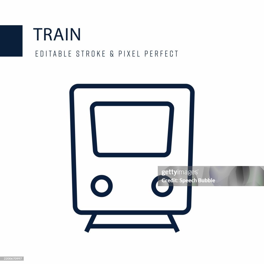 Train Line Icon. Editable Stroke Vector Icon.