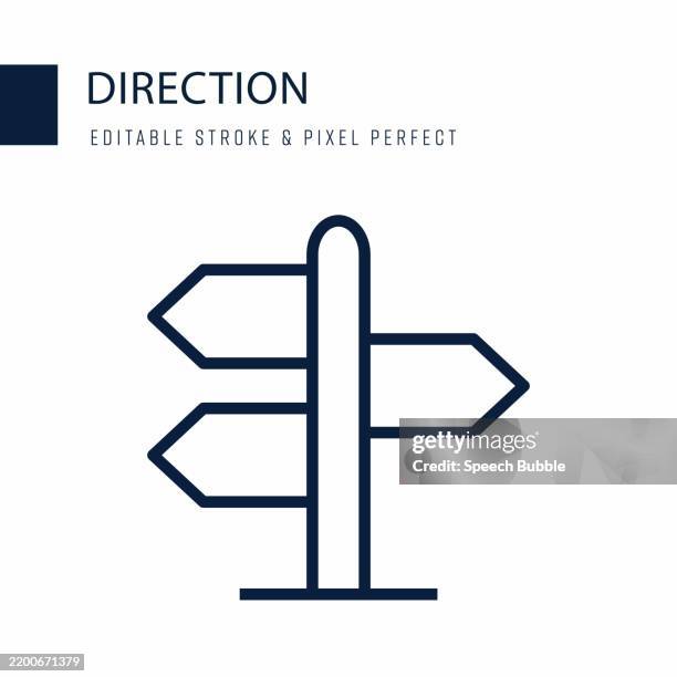 stockillustraties, clipart, cartoons en iconen met direction line icon. editable stroke vector icon. - bewegwijzeringspictogram
