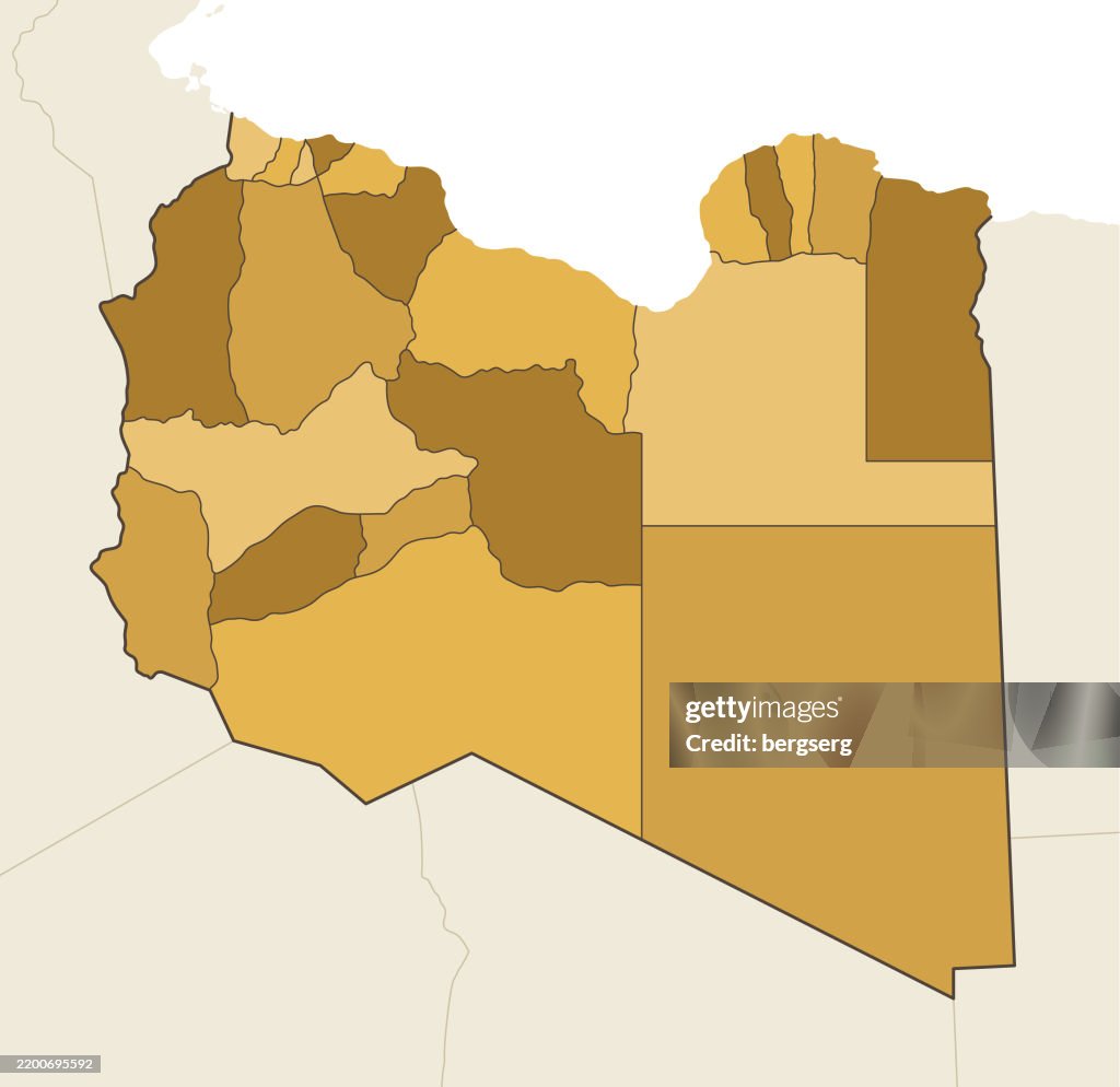 Libya Mapa High Detailed Libya Map With Regions And National Borders High-Res ...