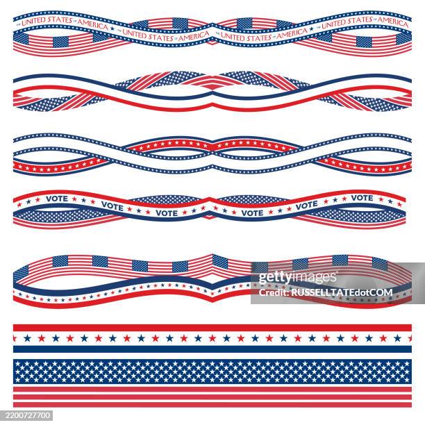 twisting red,white and blue stars & stripes bunting and banners - constitution day stock illustrations