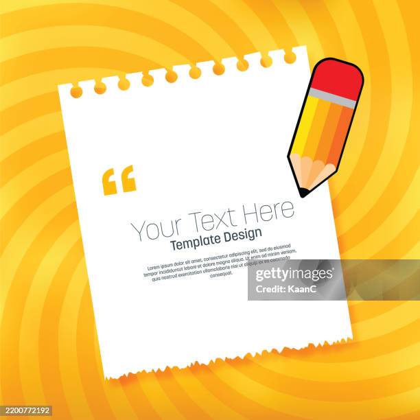 Notepad Text Graphics Notepad Sheet Paper Notepad Sheet And Pencil On Background Vector Stock ...
