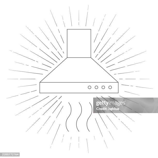 kitchen hood. line icon with sunbursts on white background - breathing techniques stock illustrations