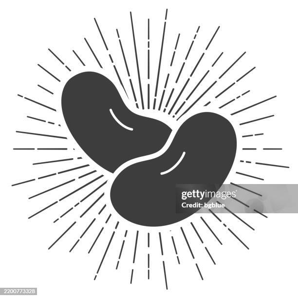 beans. icon with sunbursts on white background - kidney bean stock illustrations
