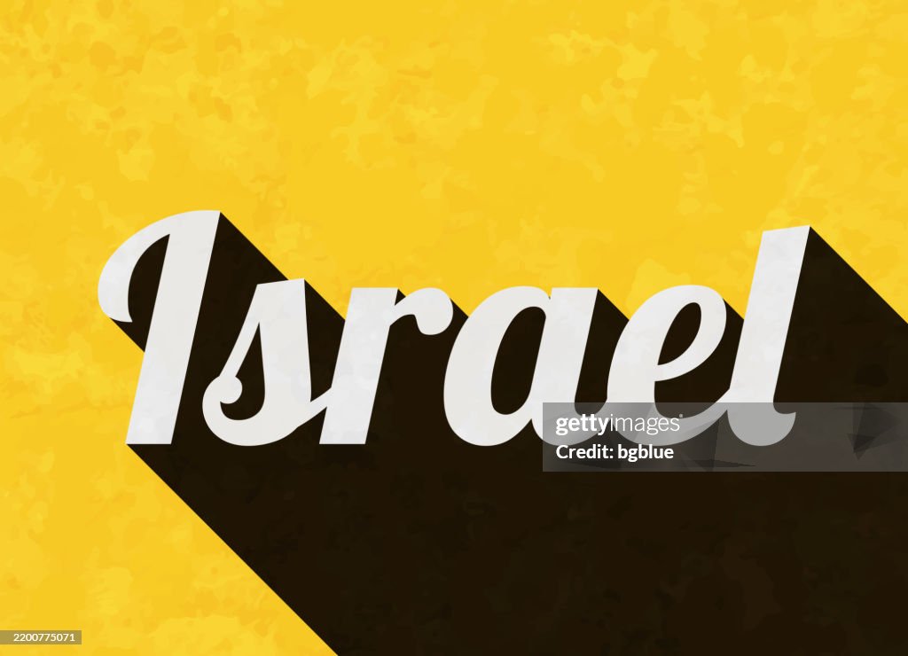 Israel Word Design Israel Text With Long Shadow On Textured Yellow Background High-Res ...