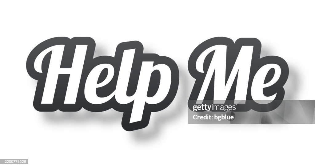 Help Me 3d Text With Shadow On White Background High-Res Vector Graphic ...
