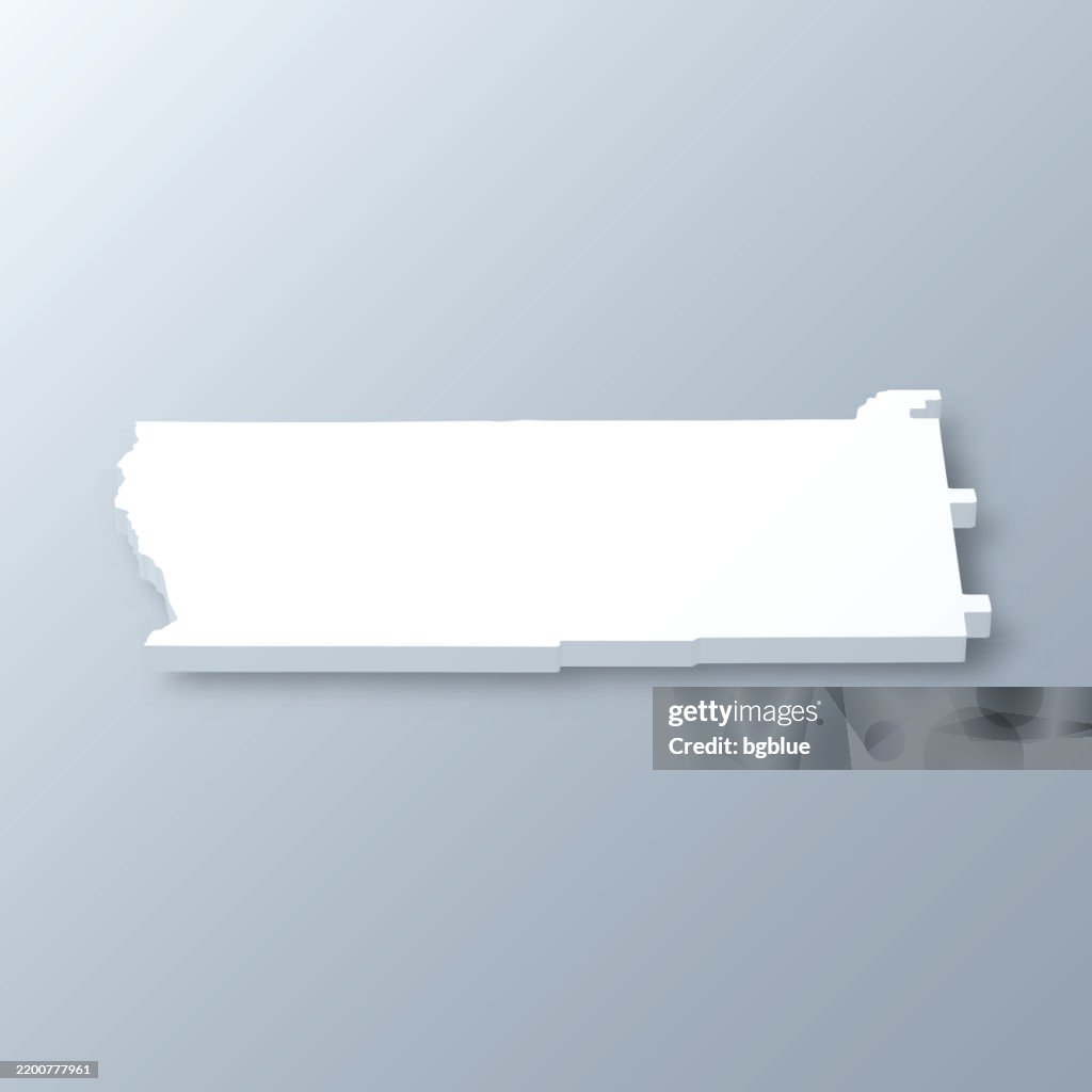 Dougherty County, Georgia. 3D Map on gray background