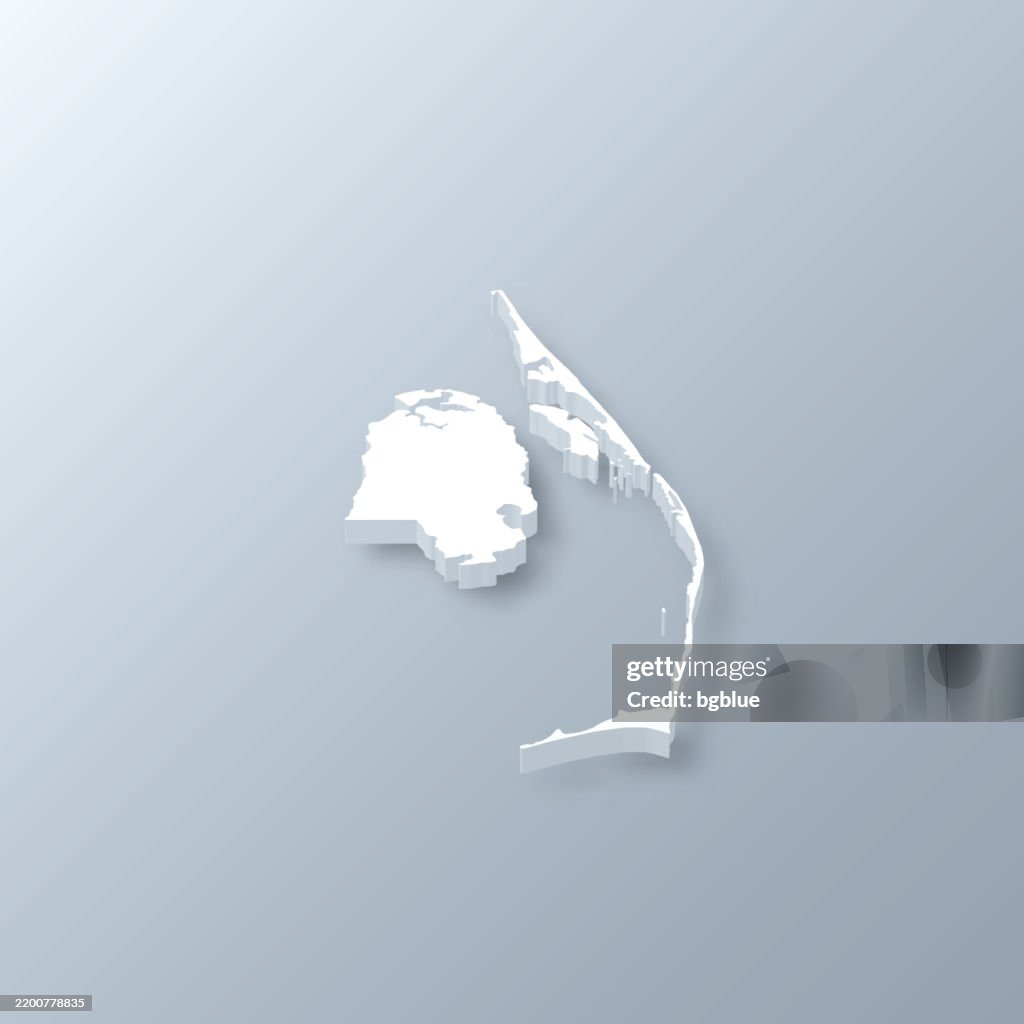 Dare County, North Carolina. 3D Map on gray background