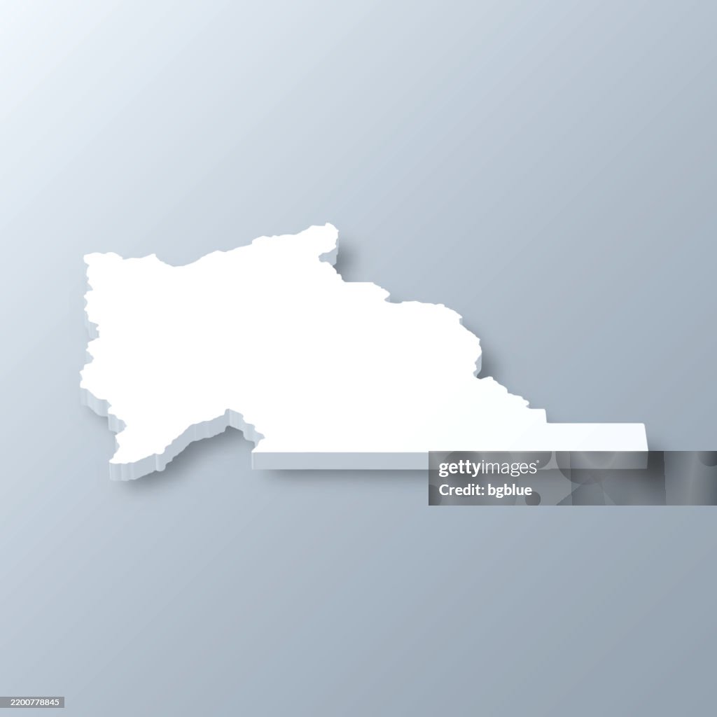 Utah County, Utah. 3D Map on gray background
