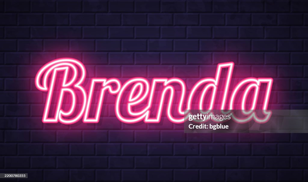 Brenda Sign Computer Brenda Female Name Glowing Neon Text On Brick Wall Background High-Res ...
