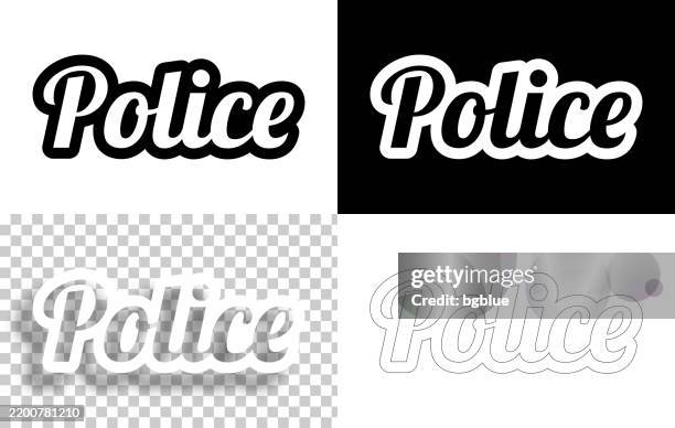 stockillustraties, clipart, cartoons en iconen met police - text for design. blank, white and black backgrounds - line text - politieverklaring