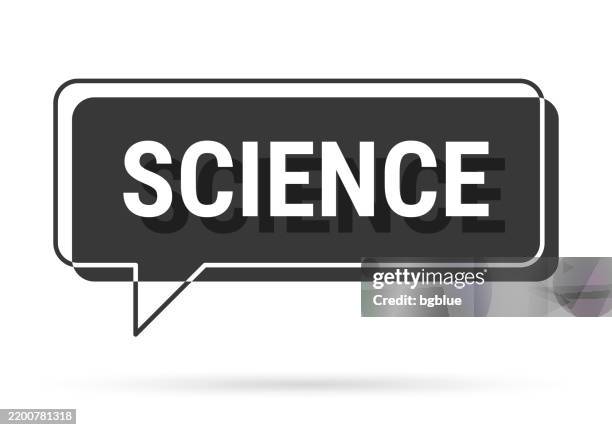 science - 3d black speech bubble on white background - lab tech white background stock illustrations