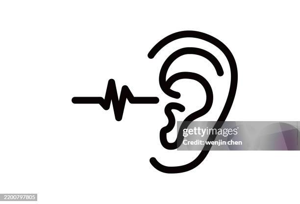 stockillustraties, clipart, cartoons en iconen met hearing, ear icon - luisteren