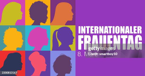ilustraciones, imágenes clip art, dibujos animados e iconos de stock de día internacional de la mujer (en alemán) - dia de la mujer