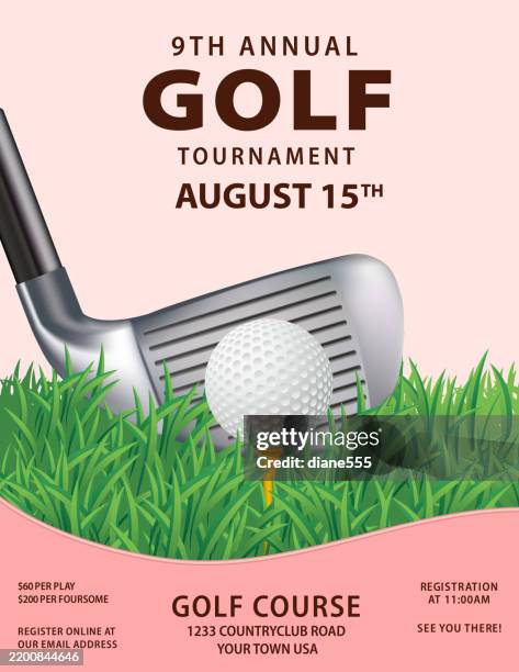golf tournament flyer template - teeing off stock illustrations