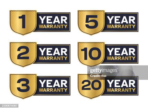 warranty guarantee year badges - digital marketing services stock illustrations