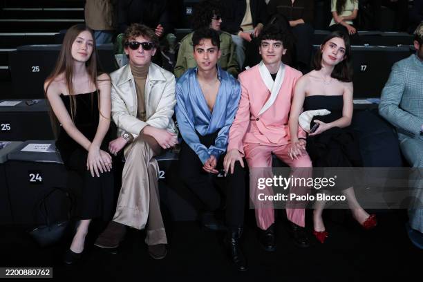 María Bernardeau, Miguel Fernández, Santi Garzozi, Biel Castaño and Esther Mejorada attend Mans fashion show during Mercedes Benz Fashion Week Madrid...