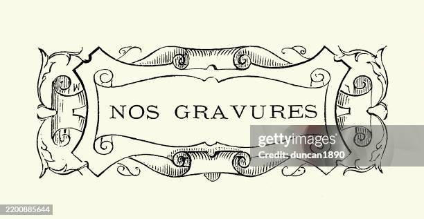 victorian style design element, scroll, nos gravures, french, vintage illustration, 1890s, 19th century - french language stock illustrations