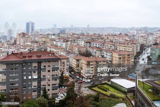urban transformation in istanbul, modern architecture, snowy cityscape - urban renewal stock pictures, royalty-free photos & images