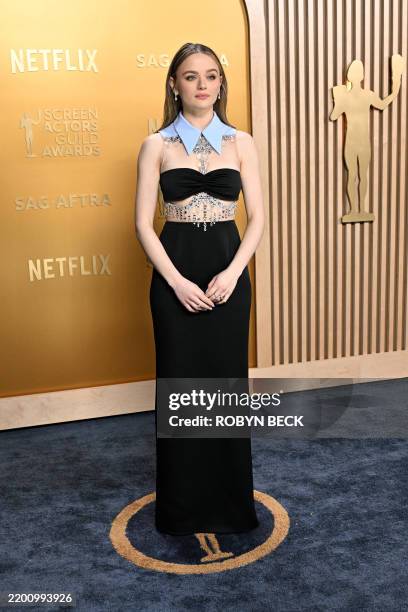 Actress Joey King arrives for the 31st Annual Screen Actors Guild awards at the Shrine Auditorium in Los Angeles, February 23, 2025.