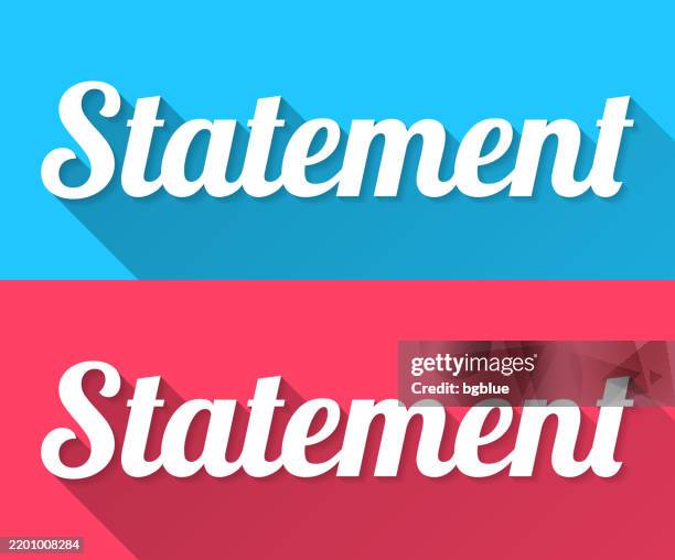 stockillustraties, clipart, cartoons en iconen met statement - flat design with long shadow on blue and red background - politieverklaring