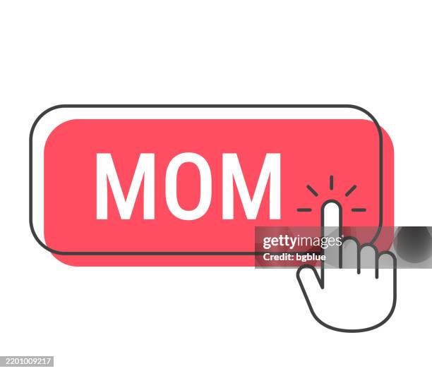 mom - click button with hand cursor on white background - family moving boxes stock illustrations